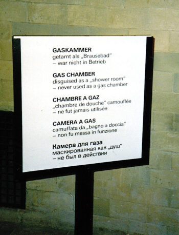 Dachau Museum, gas-chamber sign