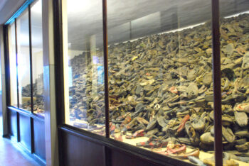 Auschwitz Museum, show case with shoes