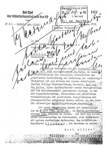 Cover letter to the Wannsee Protocol, Version A